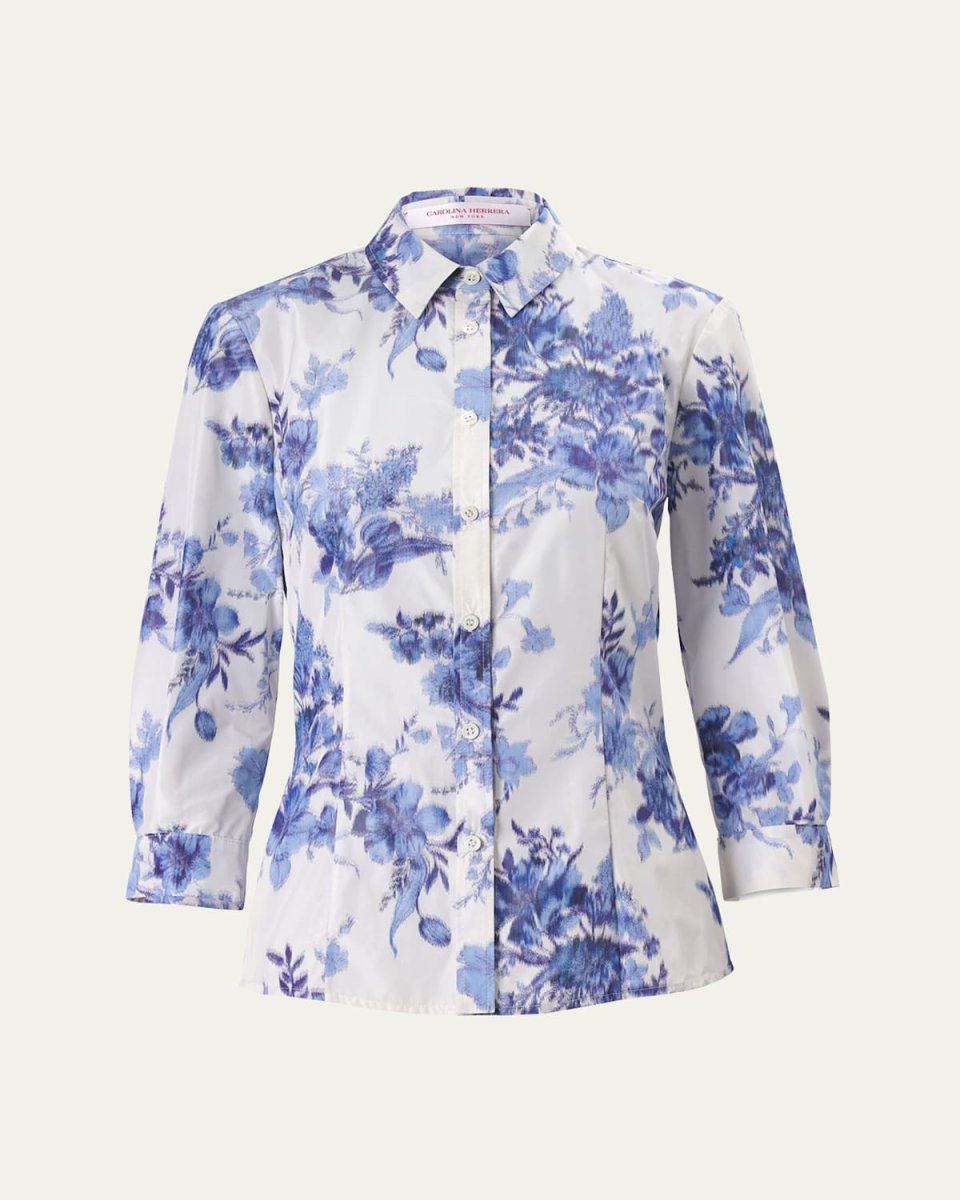 Blur Floral Button-Down Icon Blouse